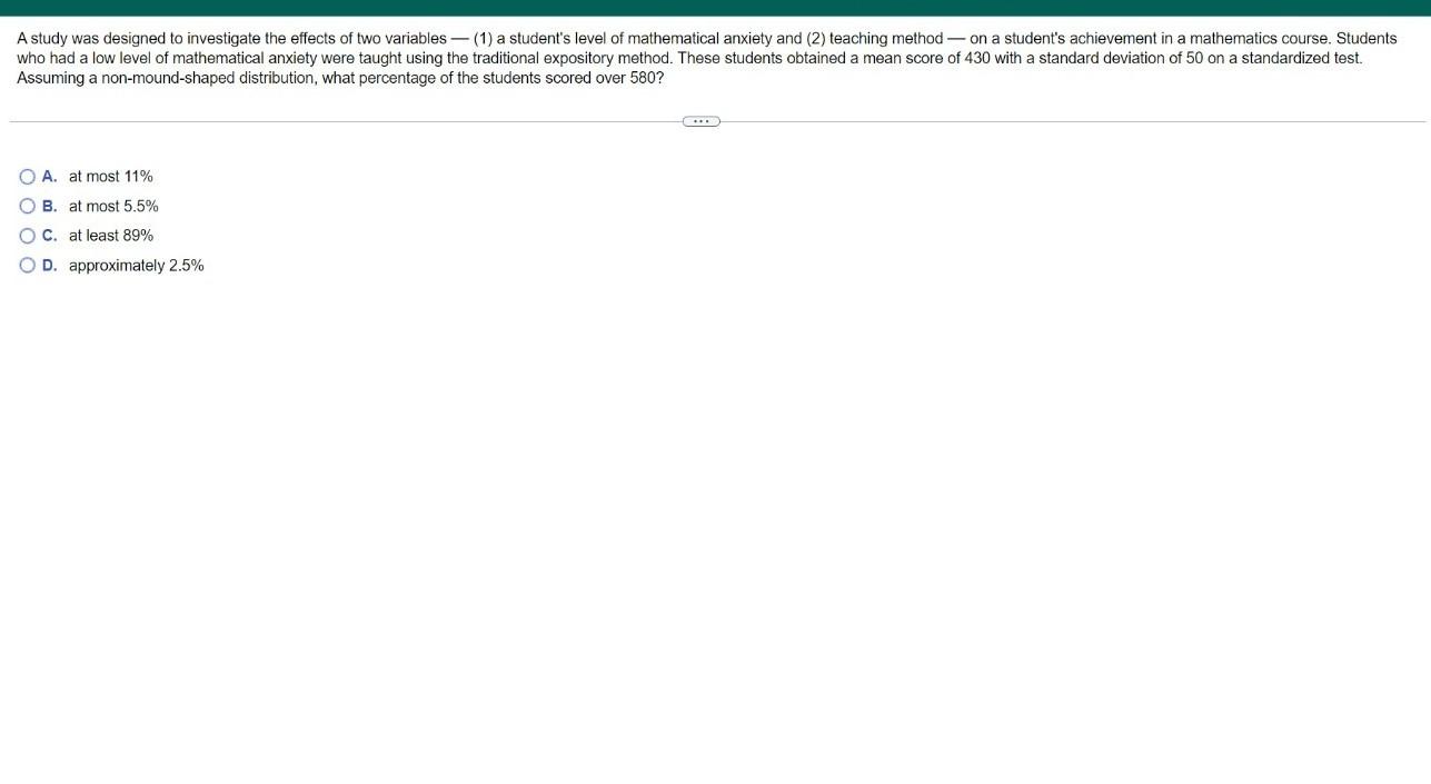 Solved A study was designed to investigate the effects of | Chegg.com