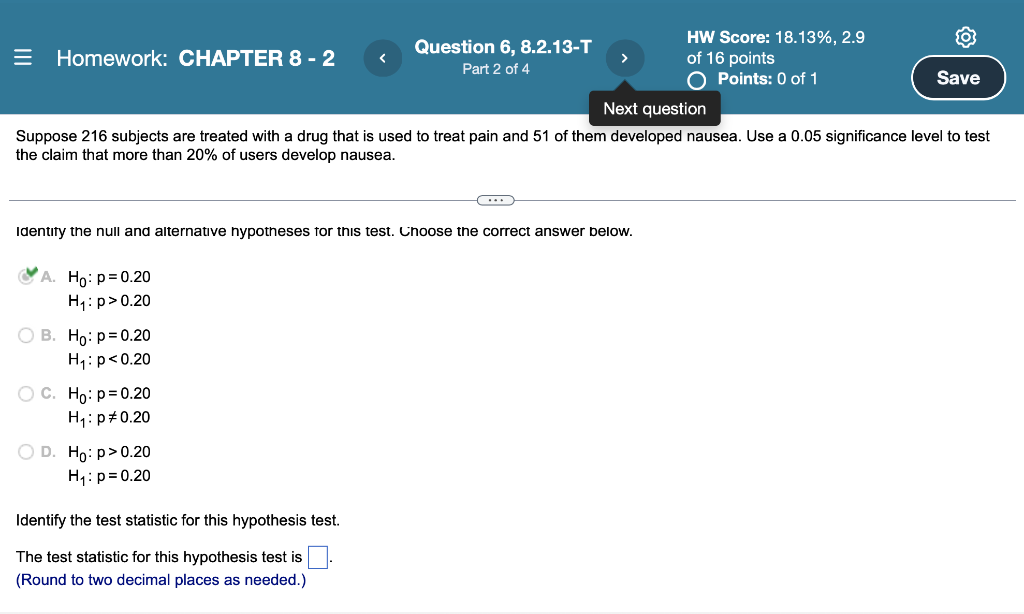 Solved = Homework: CHAPTER 8 - 2 Question 6, 8.2.13-T Part 2 | Chegg.com