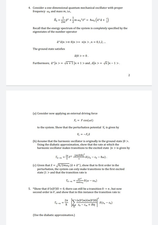 Solved 4. Consider a one-dimensional quantum mechanical | Chegg.com