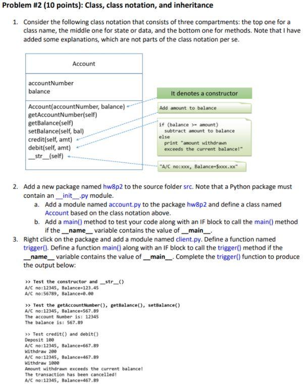 Solved Problem #2 (10 points): Class, class notation, and | Chegg.com
