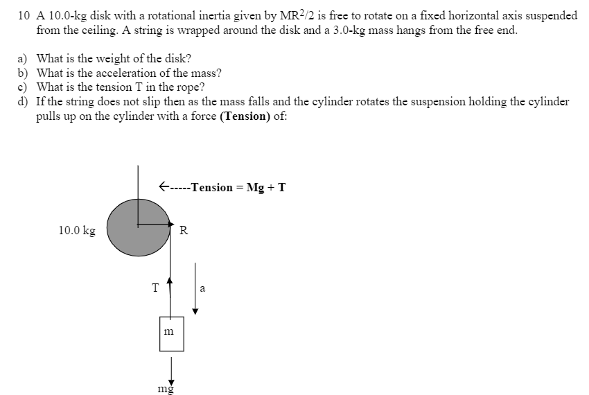 Solved 10 A 10.0-kg disk with a rotational inertia given by | Chegg.com