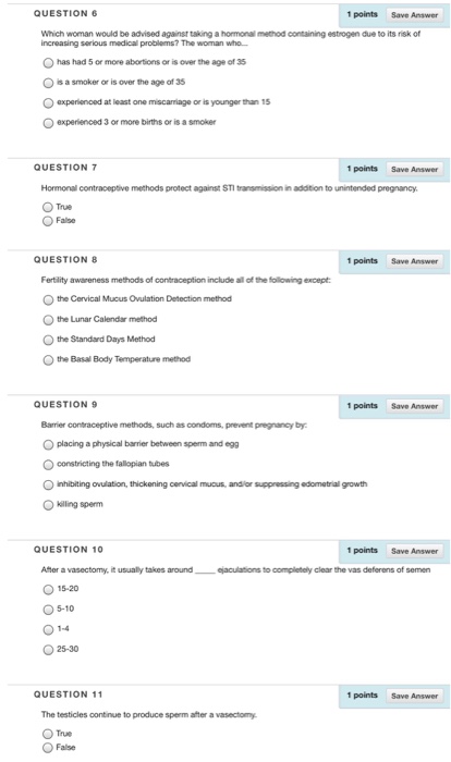 Solved QUESTION 1 peints There -o) neable contraceptive sa | Chegg.com