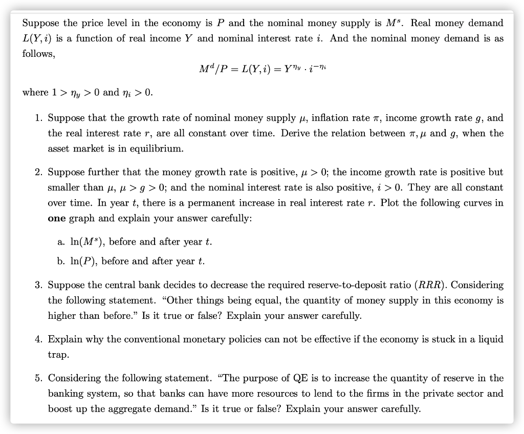 suppose-the-price-level-in-the-economy-is-p-and-the-chegg