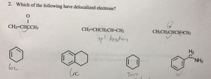 Solved Which of the following have delocalized electrons? | Chegg.com