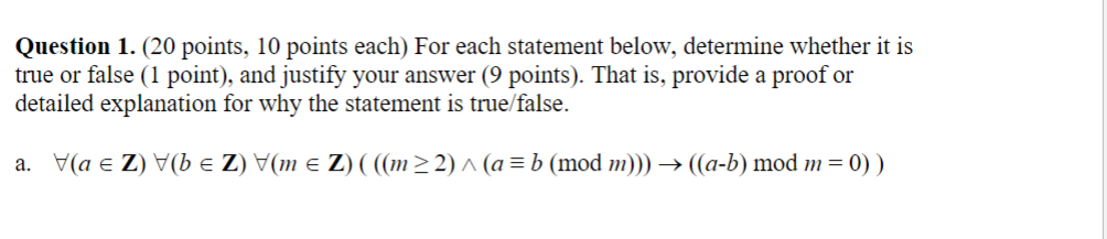 Solved Question 1. (20 points, 10 points each) For each | Chegg.com