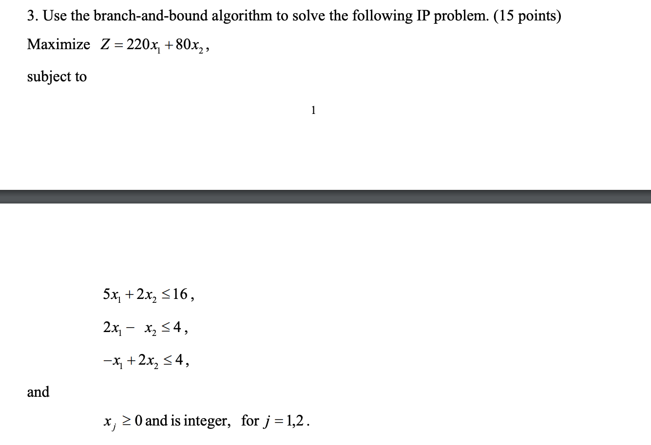Solved 3. Use the branch-and-bound algorithm to solve the | Chegg.com