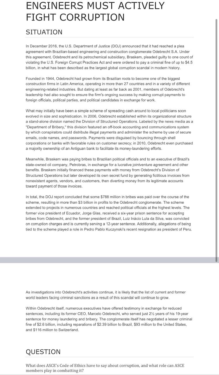 Solved What does ASCE'S Code of Ethics have to say about