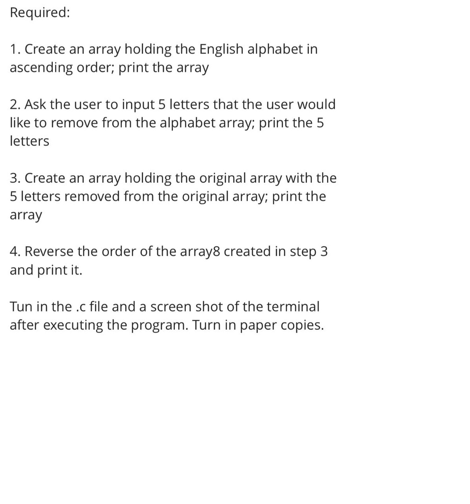 Solved required 1 create an array holding the english chegg