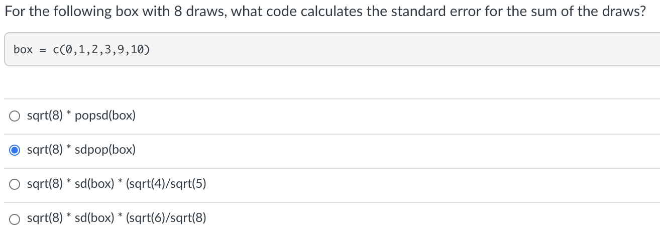 Solved (R Language) For the following box with 8 draws, what | Chegg.com
