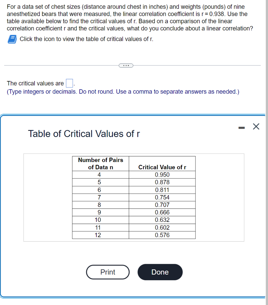 Solved For a data set of chest sizes (distance around chest