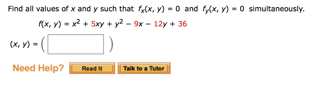 Solved Find All Values Of X And Y Such That Fx X Y 0 And