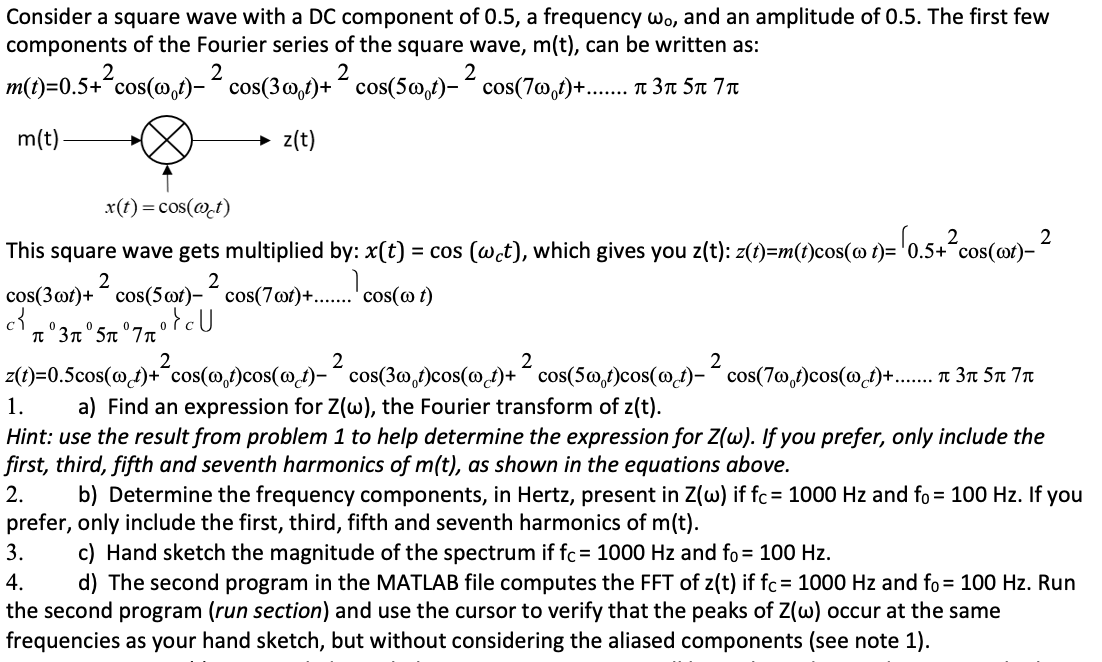 Consider a square wave with a DC component of 0.5, a