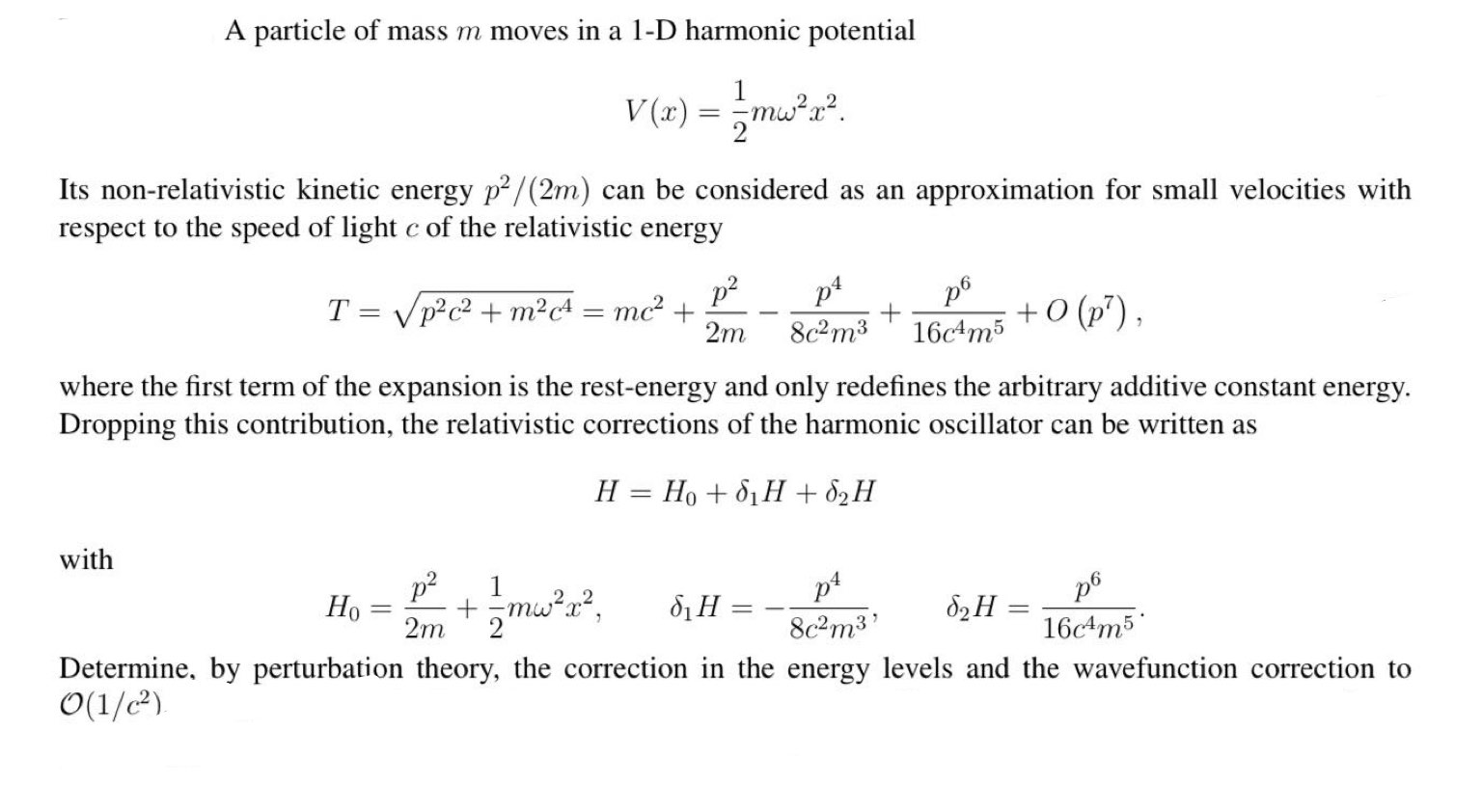 Solved A particle of mass m moves in a 1-D harmonic | Chegg.com