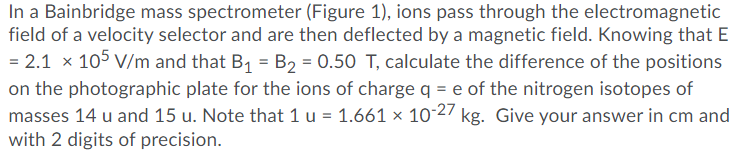 Solved S S2 E B m m2 m3 B2 In a Bainbridge mass | Chegg.com