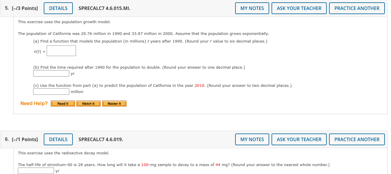 Solved This Exercise Uses The Population Growth Model. The | Chegg.com