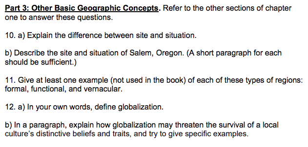 Solved Part 3: Other Basic Geographic Concepts. Refer to the | Chegg.com