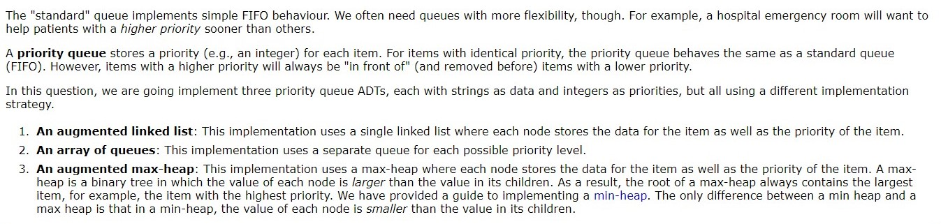 the The "standard" queue implements simple FIFO | Chegg.com