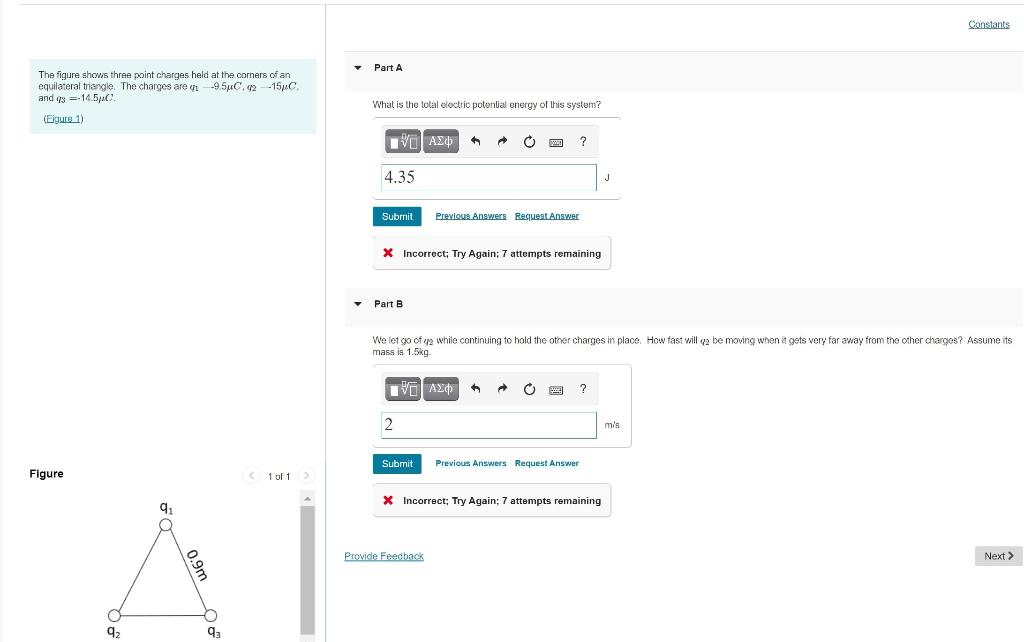Solved Constants Part A The figure shows three point charges | Chegg.com