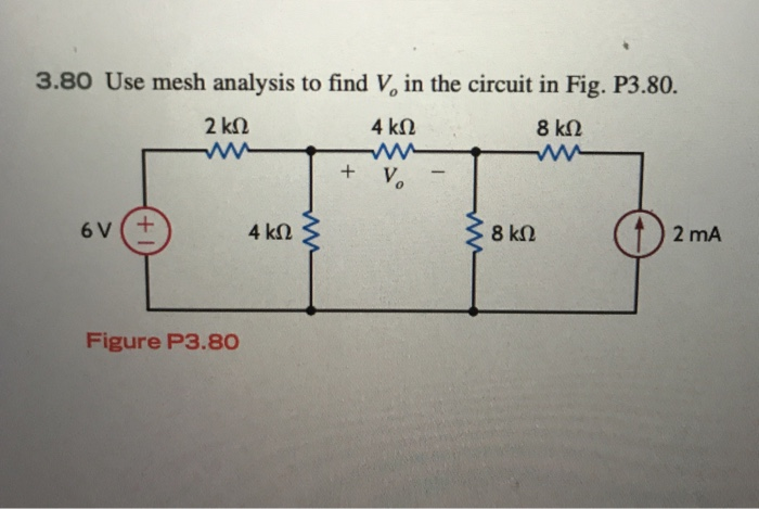 Solved 3.80 Use mesh analysis to find V, in the circuit in | Chegg.com