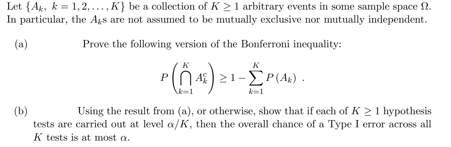Solved Let {Ak, k = 1,2, ...,K} be a collection of K >1 | Chegg.com