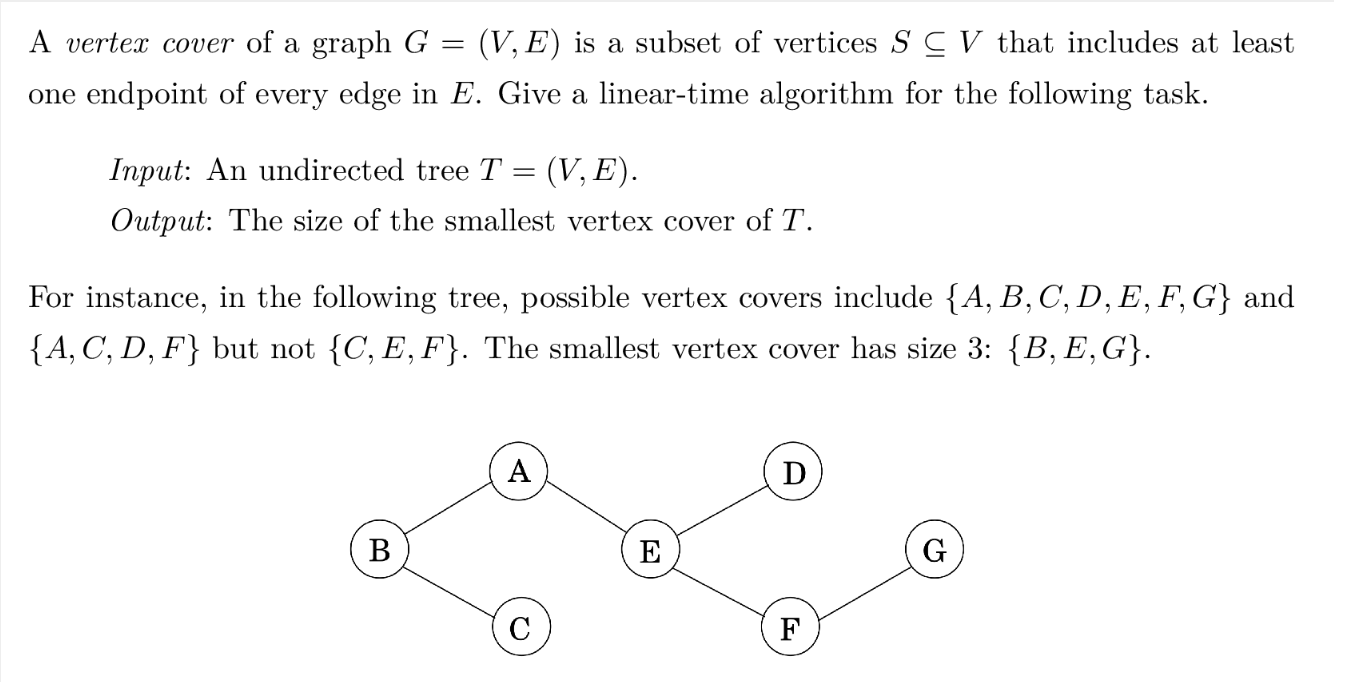 Solved A Vertex Cover Of A Graph G V E Is A Subset O Chegg Com