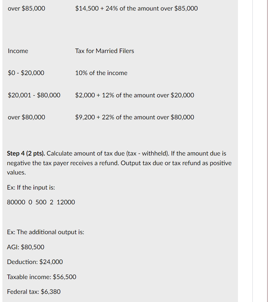 Solved Step 4 (2 pts). Calculate amount of tax due (tax - | Chegg.com