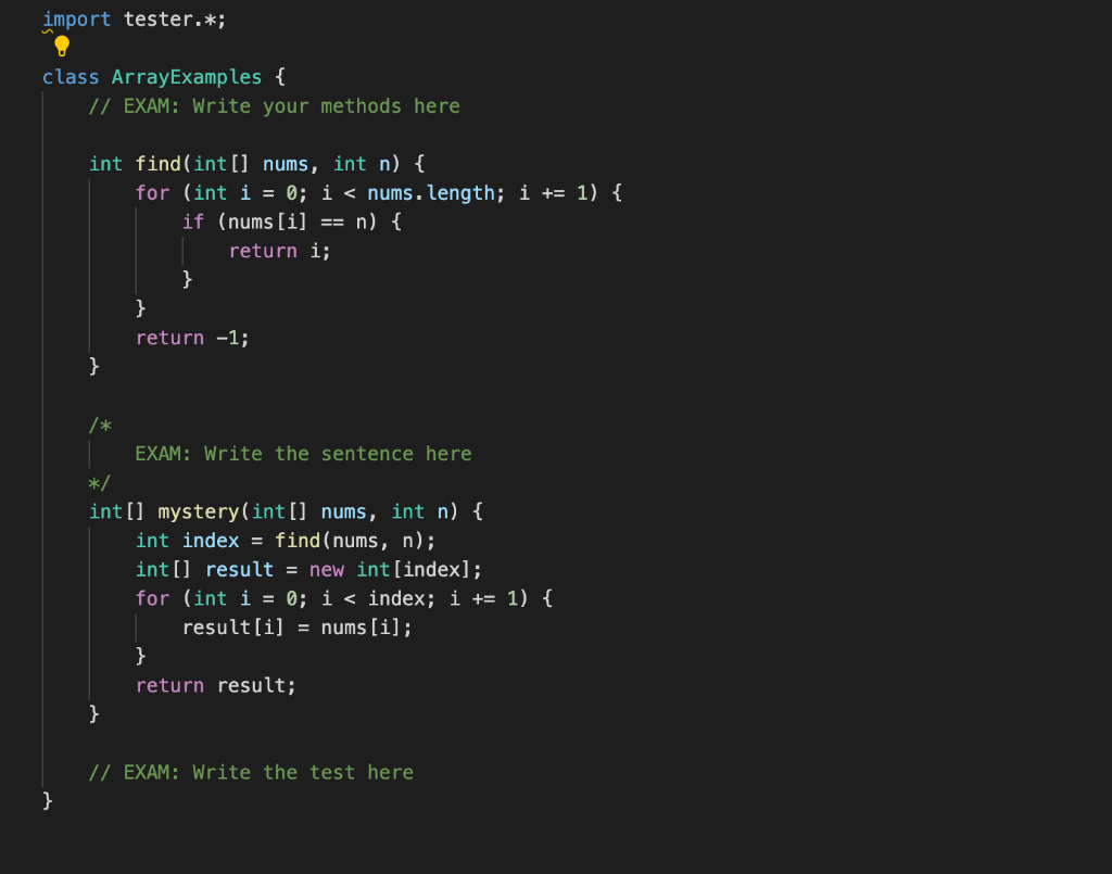 Solved Task 1 1. Add a method to the ArrayExamples class | Chegg.com