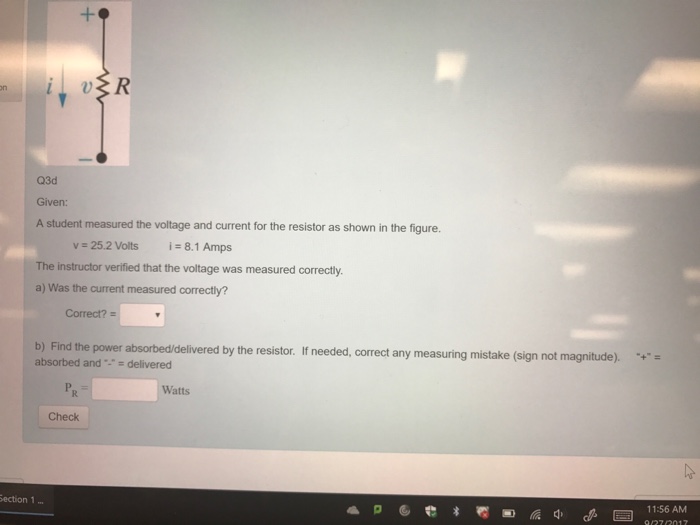 Solved Q3d Given: A student measured the voltage and current | Chegg.com
