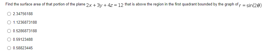 Solved Find the surface area of that portion of the plane | Chegg.com