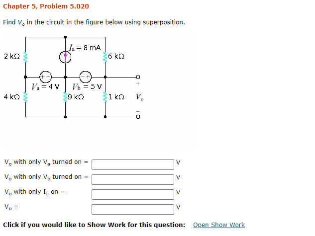 Solved Chapter 5, Problem 5.020 Find V. in the circuit in | Chegg.com