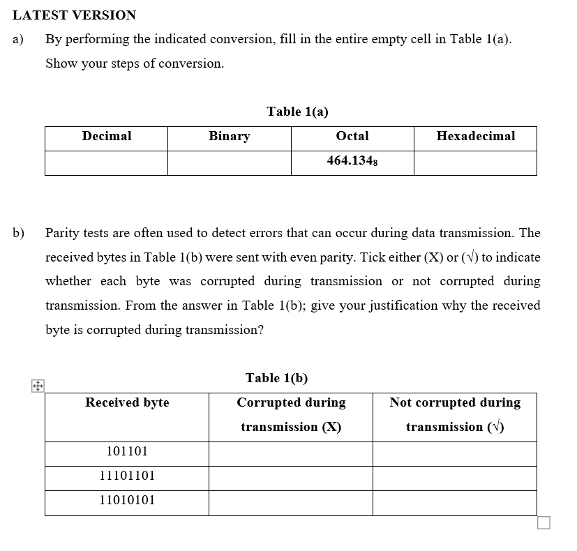 Conversion of outlet bytes table