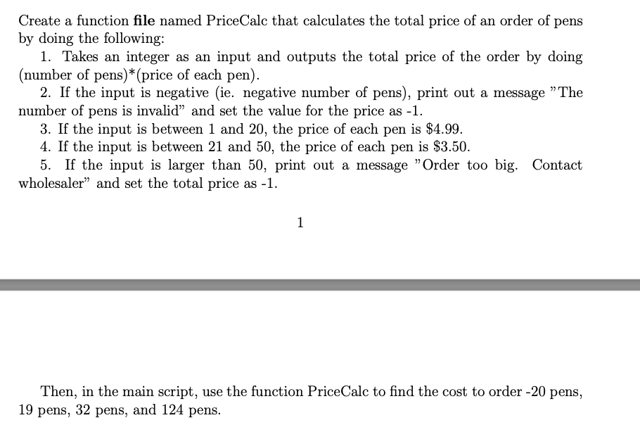 Solved Create a function file named PriceCalc that | Chegg.com