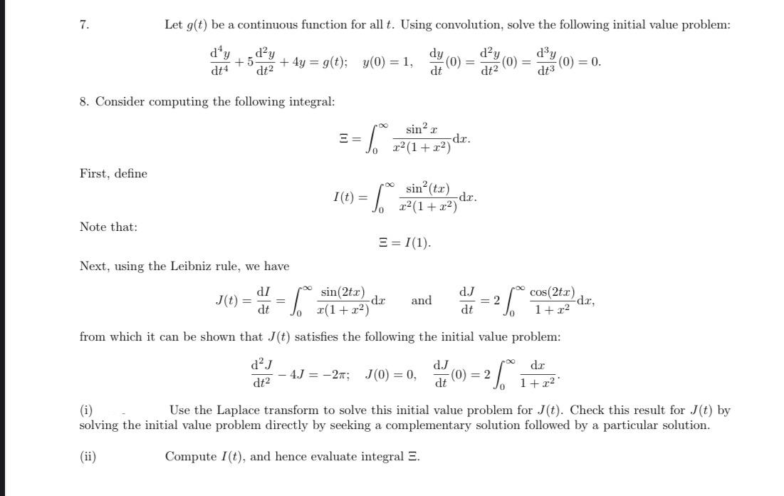 Solved 7. Let g(t) be a continuous function for all t. Using | Chegg.com