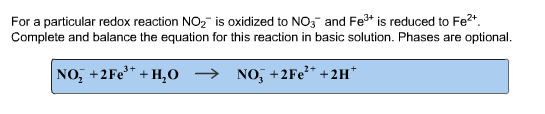 Solved For a particular redox reaction NO2 is oxidized to | Chegg.com