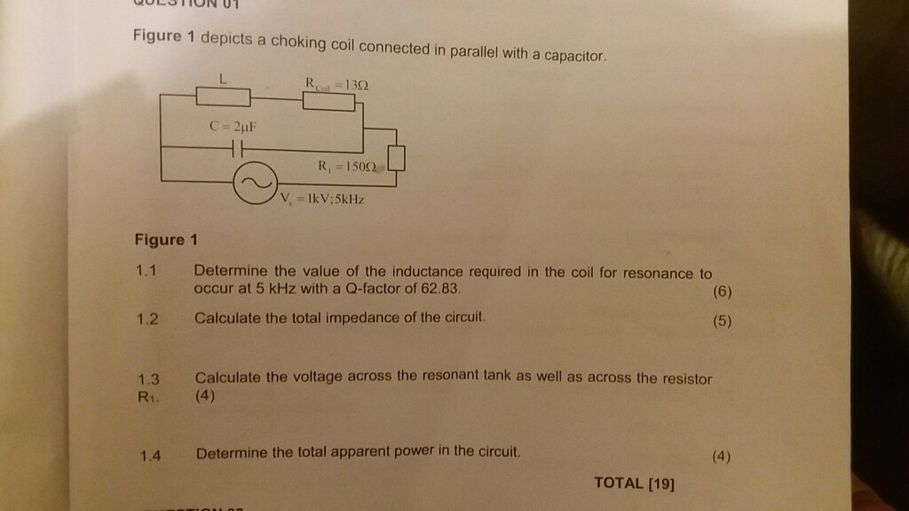 Solved Figure 1 depicts a choking coil connected in parallel