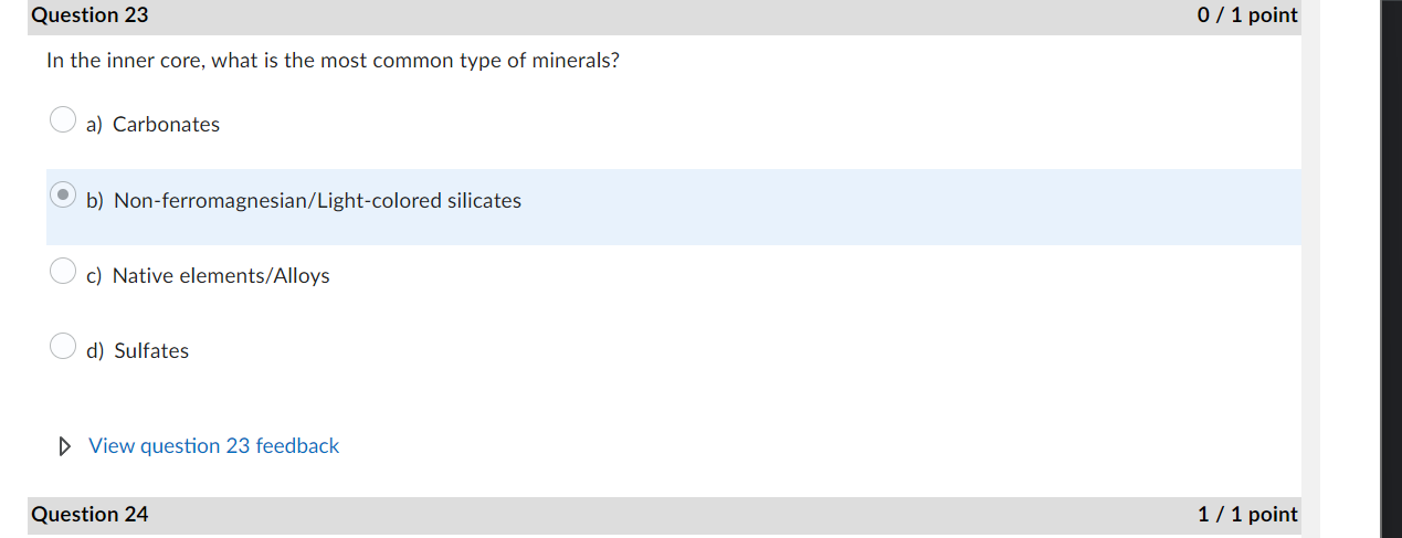 Solved In the inner core, what is the most common type of | Chegg.com