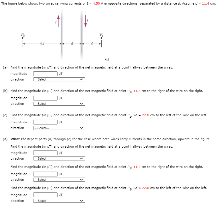 Solved The Figure Below Shows Two Wires Carrying Currents Of | Chegg.com