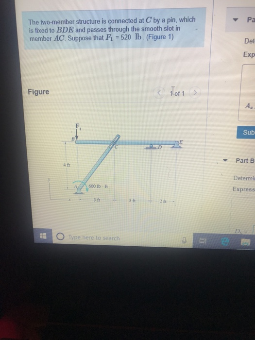 Solved The two-member structure is connected at C by a pin, | Chegg.com