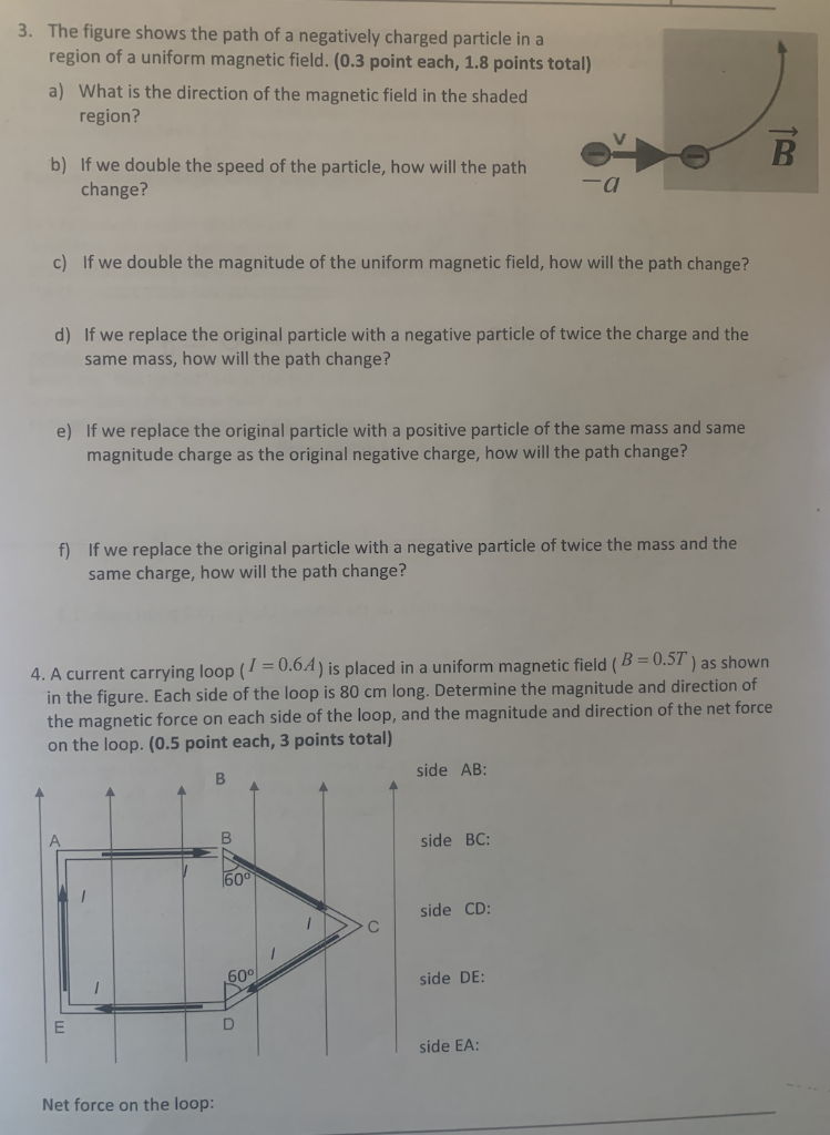 Solved 3. The figure shows the path of a negatively charged | Chegg.com