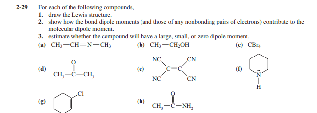 Solved 2-29 For each of the following compounds, 1. draw the | Chegg.com