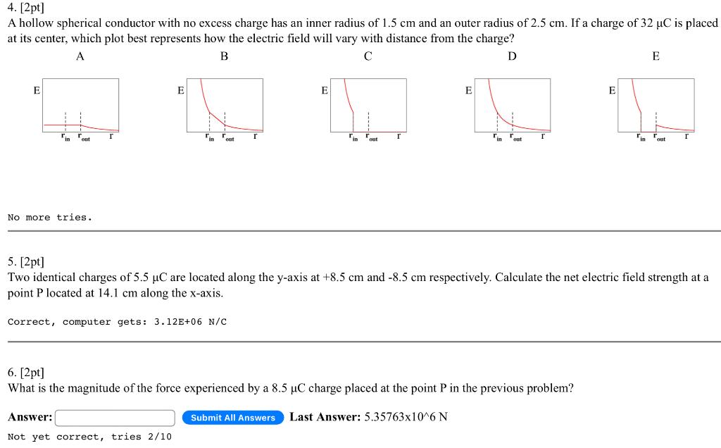 Solved A hollow spherical conductor with no excess charge | Chegg.com