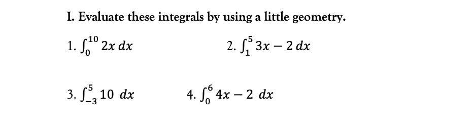 Solved I. Evaluate these integrals by using a little | Chegg.com