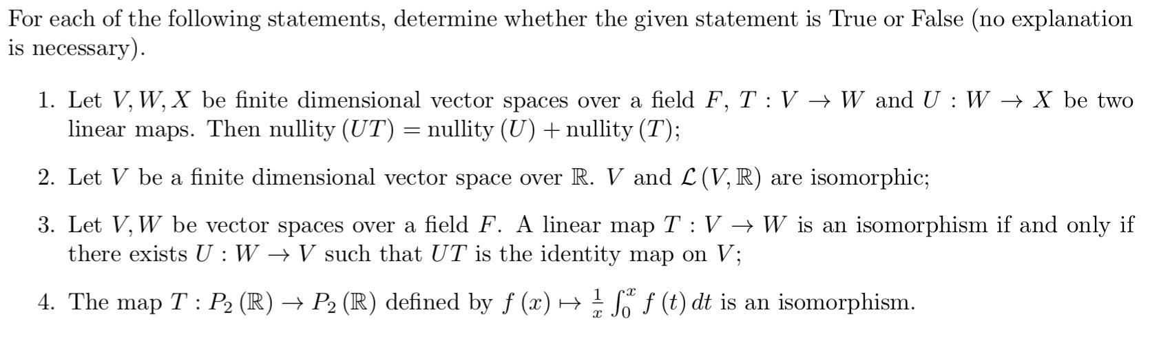 Solved For Each Of The Following Statements, Determine | Chegg.com