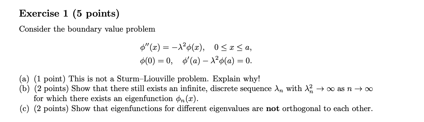 Solved Exercise 1 (5 points) Consider the boundary value | Chegg.com