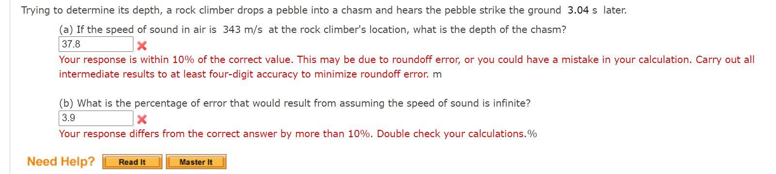 Solved Trying to determine its depth, a rock climber drops a | Chegg.com