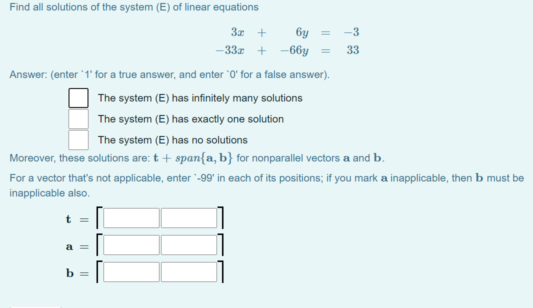 Solved Find all solutions of the system (E) of linear | Chegg.com