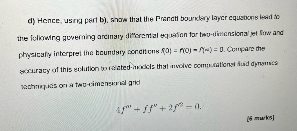 Solved d) Hence, using part b), show that the Prandtl | Chegg.com