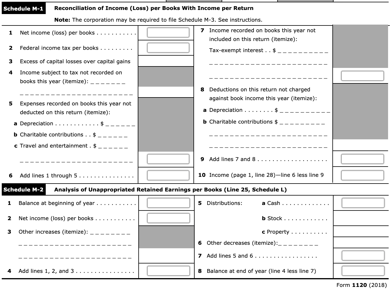 Complete Form 1120, pages 1, 2 and 3 for Kingfisher