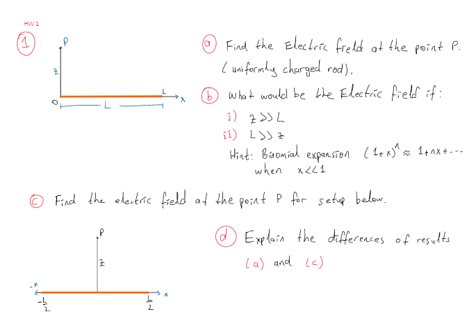 Solved HW 1 1 b o Find the Electric field at the point P. ( | Chegg.com