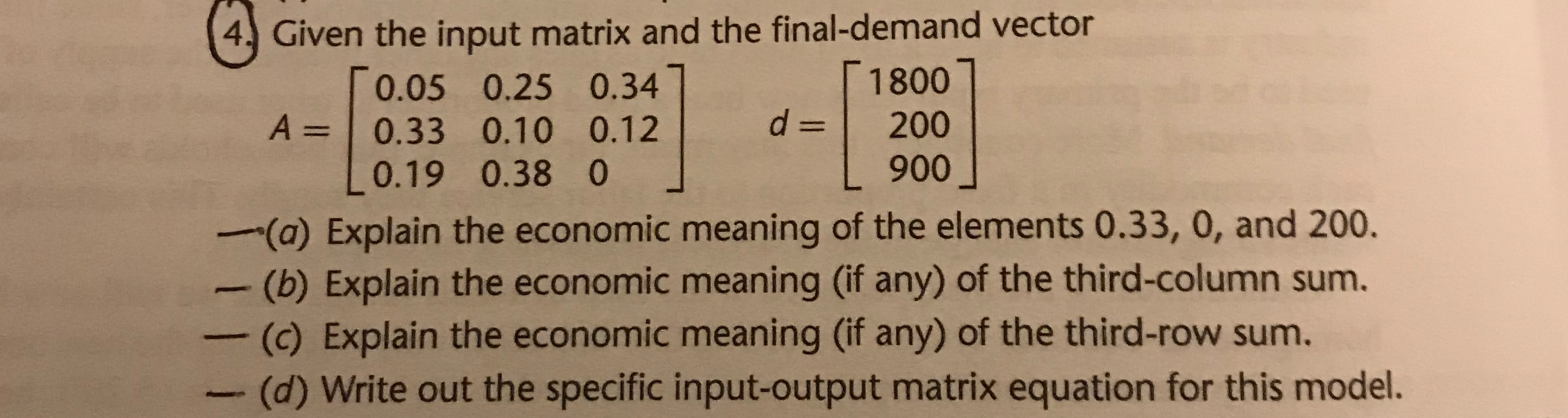 Given the input matrix and the final-demand vector T | Chegg.com